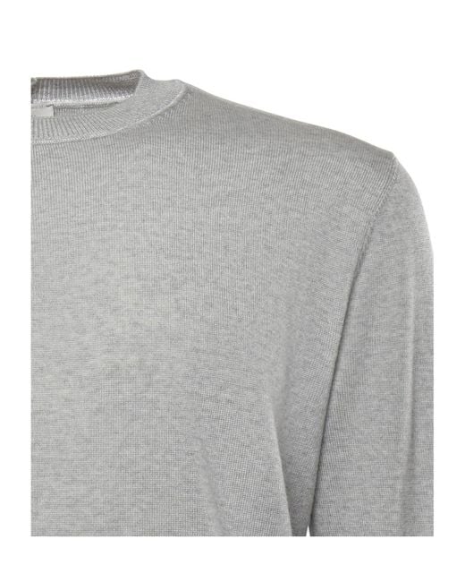 Eleventy Gray Ribbed Crew Neck Knitwear for men