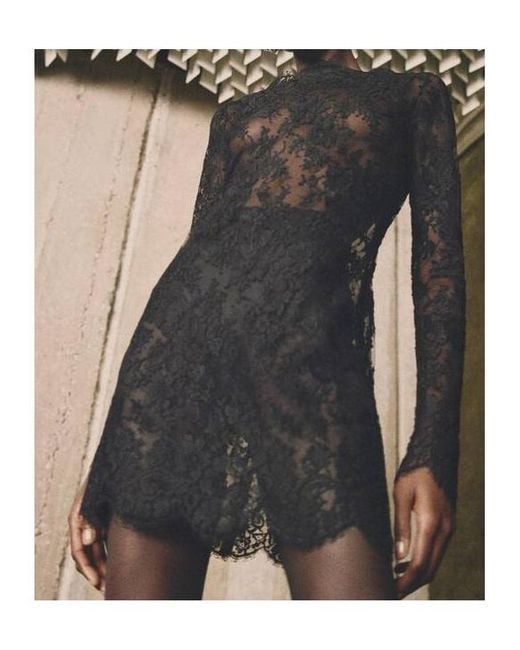 Saint Laurent Black Lace Mini Dress