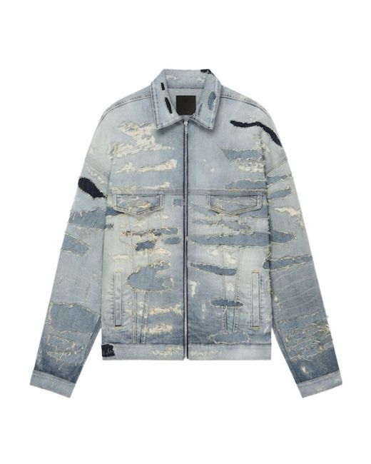 Givenchy Blue Destroyed Oversized Denim Jacket for men