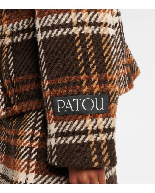 Patou Brown Check Double-Breasted Casual Jacket