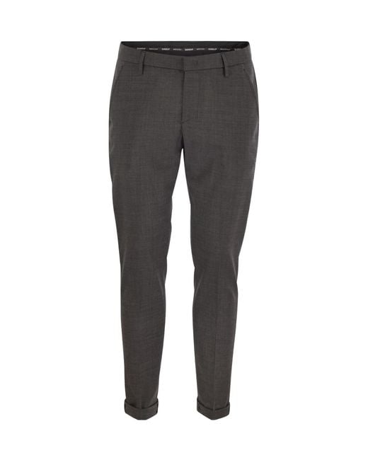 Dondup Gray Gaubert Wool Stretch Pants for men