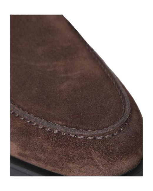 Santoni Brown Round Toe Slip-On Loafers for men