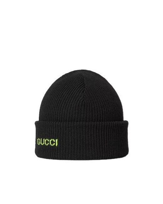 Gucci Black Embroidery Hat for men