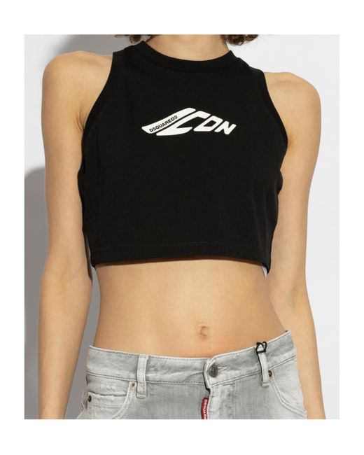 DSquared² Black Sleeveless Cropped Tank Top