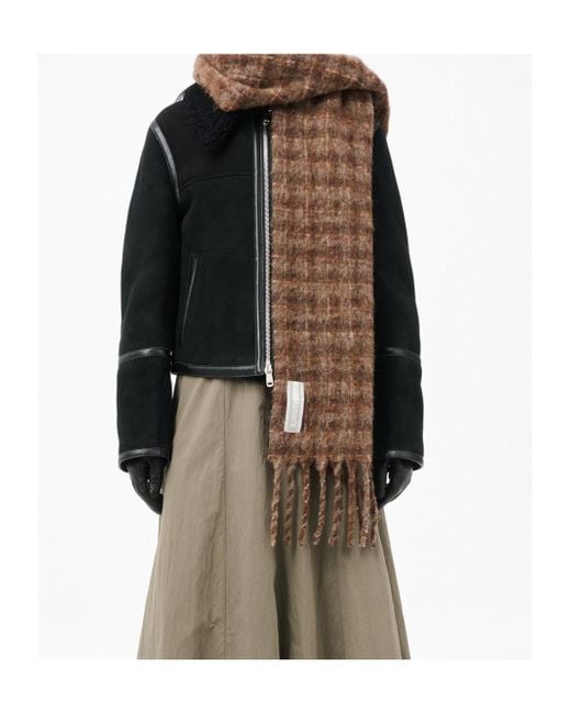Our Legacy Brown Checked Fringed Scarf for men