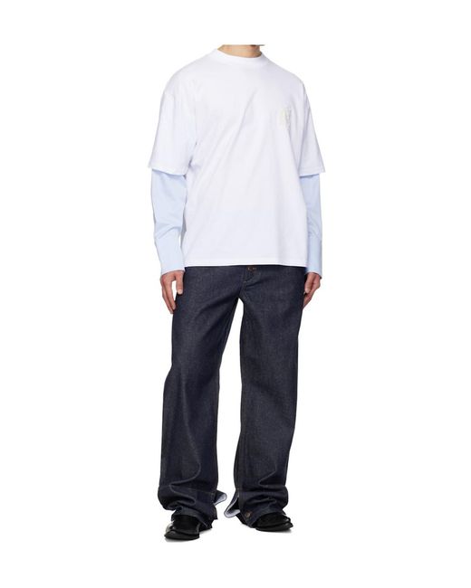 Egonlab Blue Contrasted Hem Belt Loop Jeans for men
