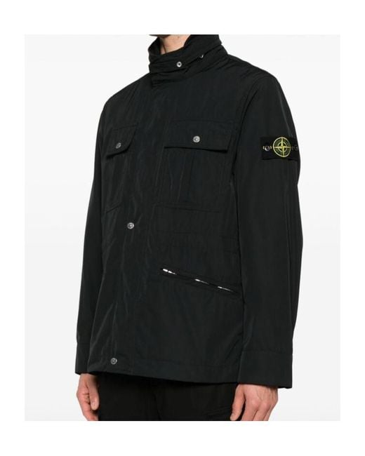 Stone Island Black Long-Sleeved Casual Jacket for men