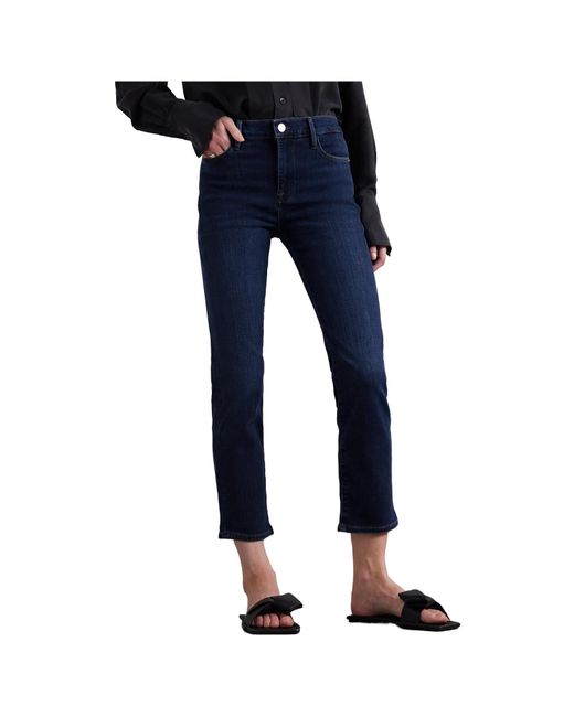 FRAME Blue Cropped Straight Leg Jeans