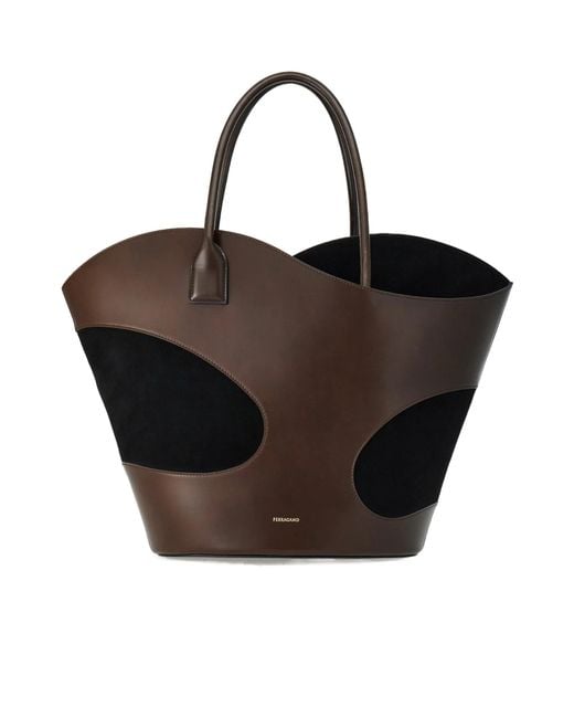 Ferragamo Black Hollowed-Out Logo Handbag