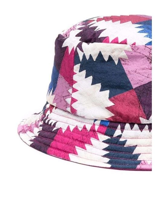 Isabel Marant White Colour Block-Print Bucket Hat for men