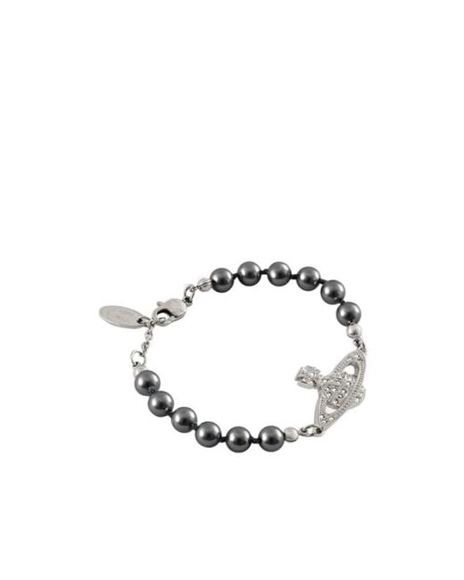 Vivienne Westwood Metallic Mini Bas Relief Pearl Bracelet