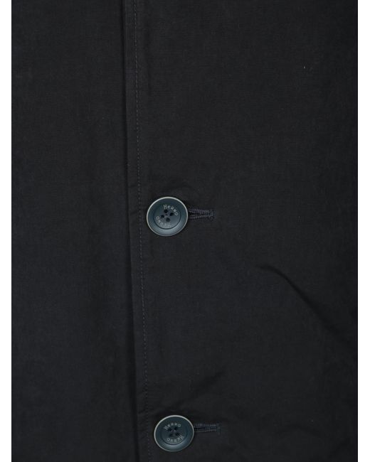 Herno Black Waxed Button-Front Coat for men