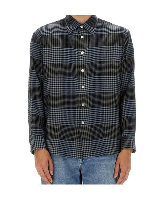 sunflower Gray Check Detailed Long-Sleeved Shirt for men