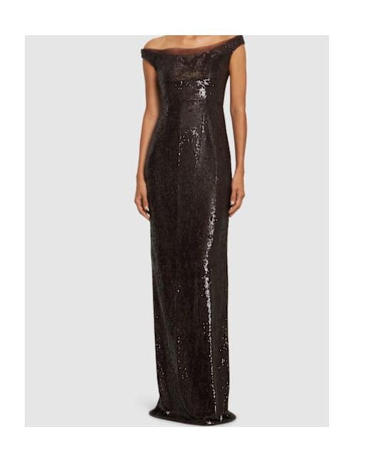 Roland Mouret Purple Sequined Off-The-Shoulder Gown