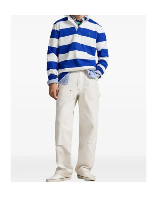 Polo Ralph Lauren Blue Striped Long-Sleeve Polo Shirt for men