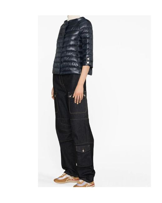 Herno Black Collarless Quilted Jacket