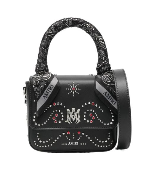 Amiri Black Ma Stud Logo Embellished Micro Handbag