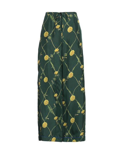 Burberry Green Floral Print High-Waist Sleep Pants