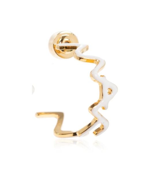 Marni White Zig-Zag Hoop Earrings