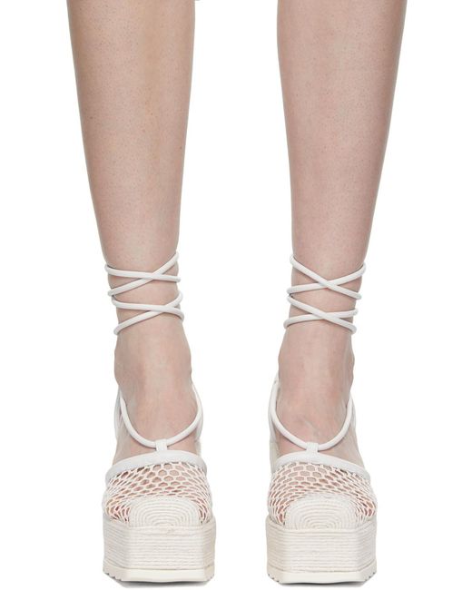 Bottega Veneta White Net-Detail Wedge Sandals