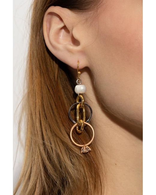 Marni Metallic Embellished Hoop Earrings