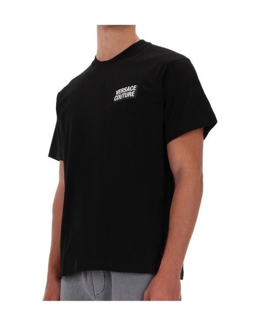 Versace Black Jeans Couture Logo Patch T-Shirt for men