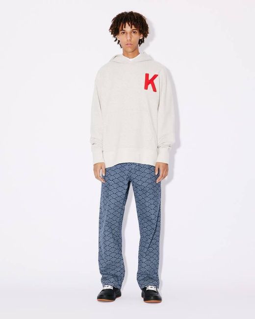 KENZO White Lucky Tiger Genderless Embroidered Oversized Hoodie for men