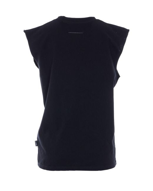 MM6 by Maison Margiela Blue Crewneck Sleeveless Vest
