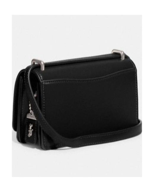 COACH Luxe Refined Calf Leather Bandit Crossbody Black One Size