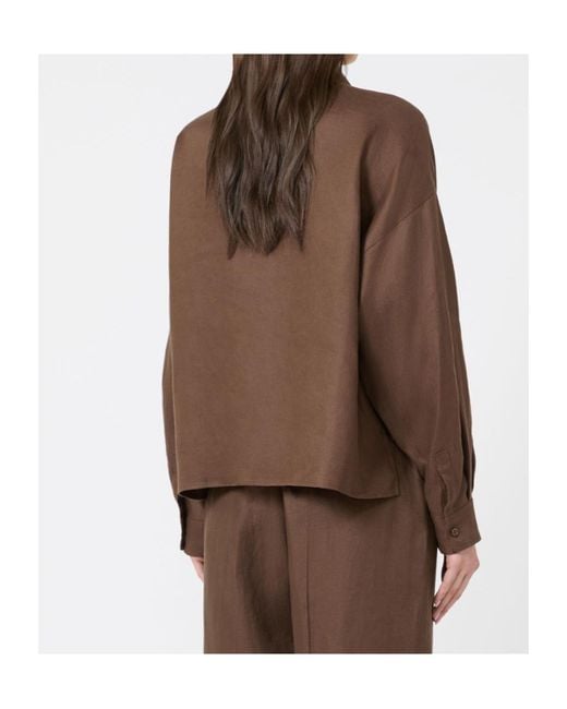 Weekend by Maxmara Brown Wkdcapo Cropped Boxy Shirt
