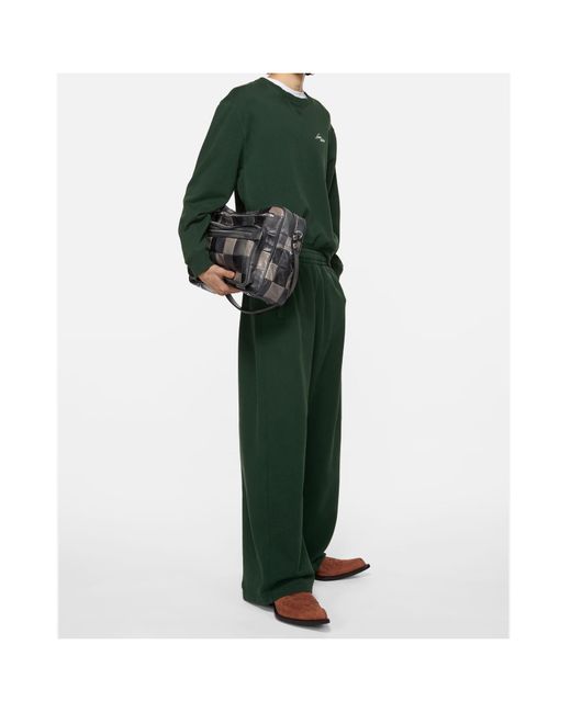Acne Green Fleece Logo Sweatpants for men