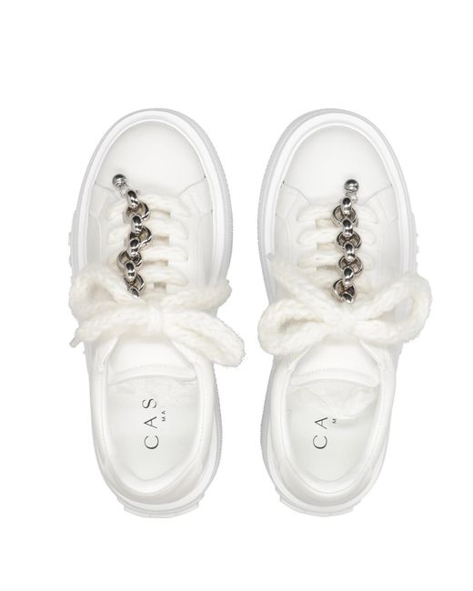 Casadei White Round-Toe Sneakers