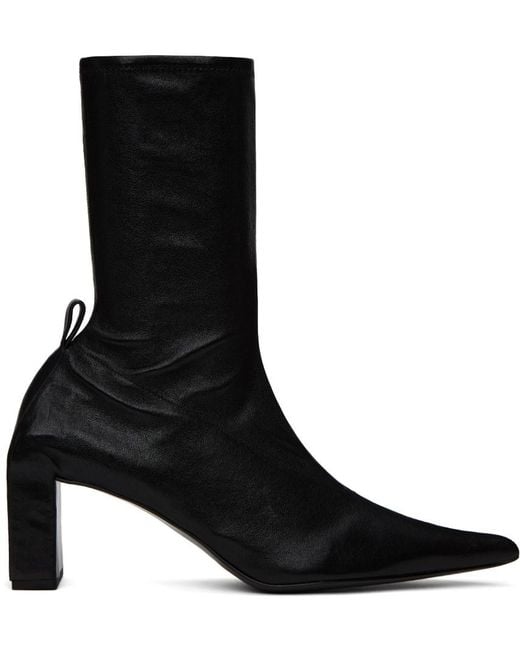Jil Sander Black Pointed-Toe Ankle Boots