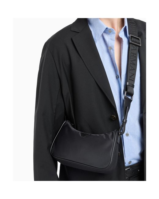 Emporio Armani Black Logo Plaque Shoulder Bag for men