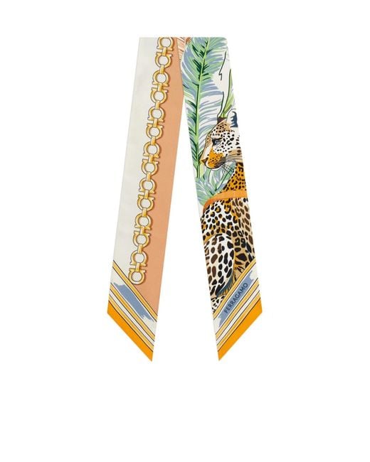 Ferragamo Metallic Felindra Leopard-Print Bandeau Scarf