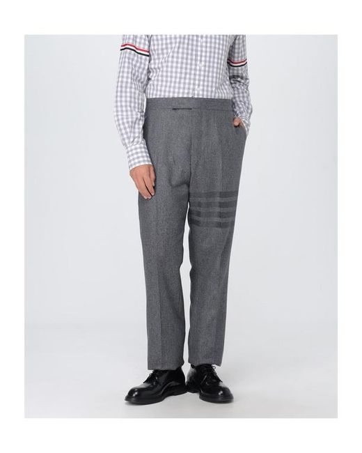 Thom Browne Gray Tonal -Bar Flannel Trousers for men