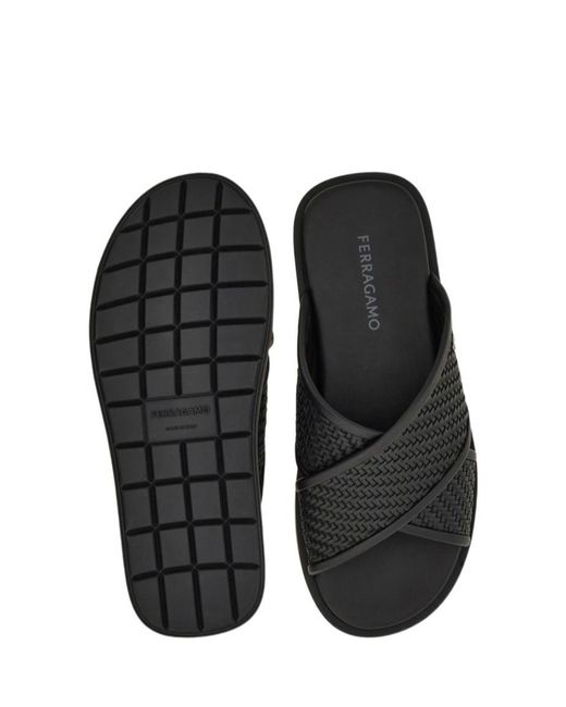 Ferragamo Black Ferragamo Gancini Sandals for men