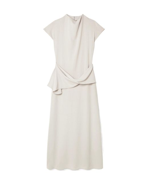 TOVE White Clem Draped Crepe Maxi Dress