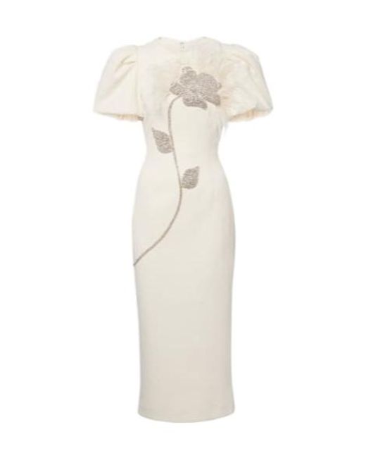Rebecca Vallance White Embellished Crêpe Cocktail Dress