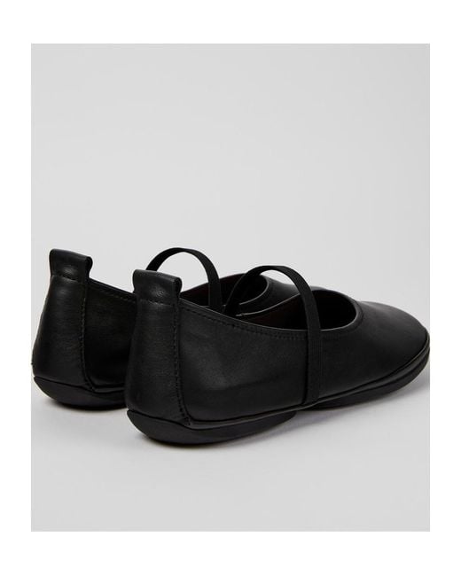 Camper Black Right Nina Leather Ballerina Shoes