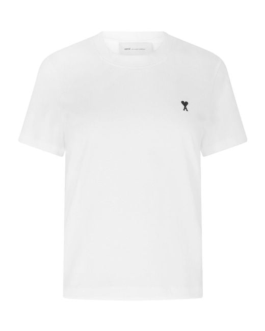 AMI White Crew-Neck Short-Sleeve Tee