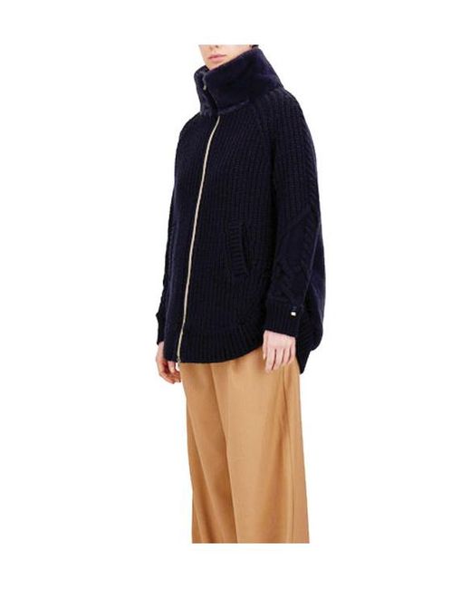 Herno Blue Knitted Fur Coat