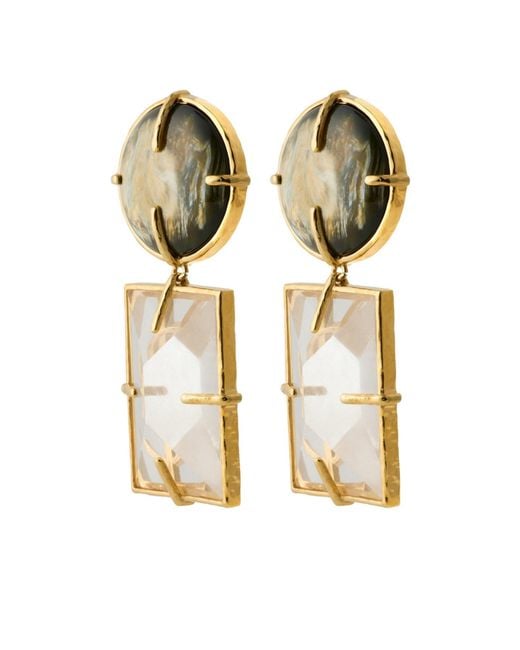Saint Laurent Metallic Stone Drop Earrings