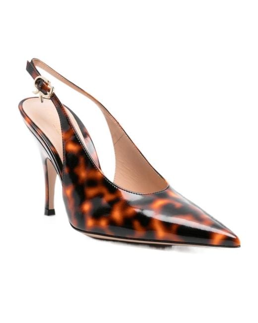 Gianvito Rossi Brown Sofia Sling Tortoiseshell-Effect Slingback Pumps