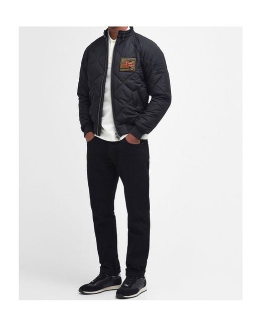 Barbour Blue Diamond-Quilted Cropped Jacket for men