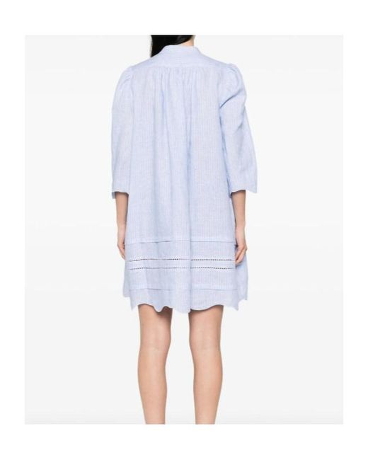 Fabiana Filippi Blue Tie-Neck Scalloped Midi Dress