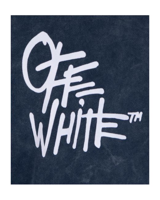 Off-White c/o Virgil Abloh Blue Drawstring Long-Sleeved Hoodie for men