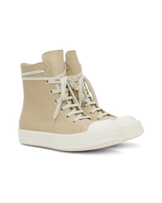 Rick Owens Natural Leather High-Top Sneakers for men