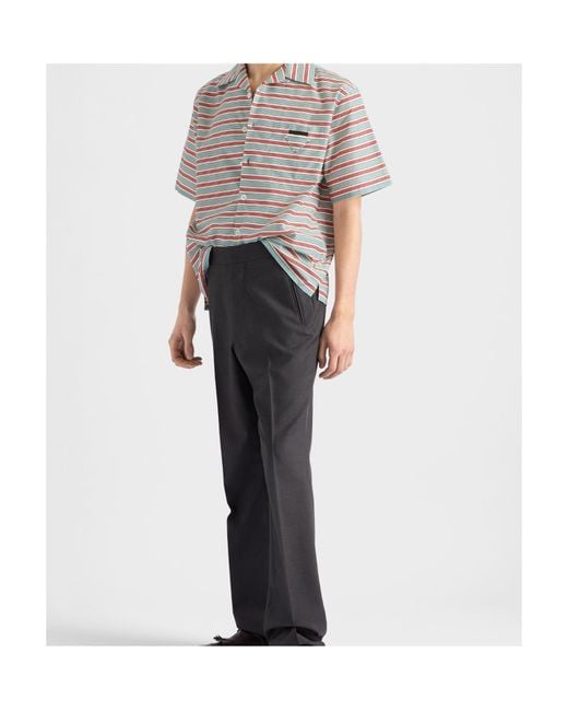 Prada Multicolor Striped Short Sleeved Bowling Shirt for men