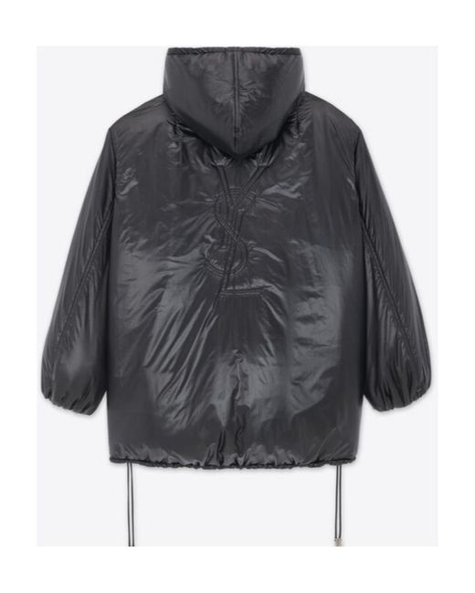 Saint Laurent Gray Half-Zip Hooded Jacket